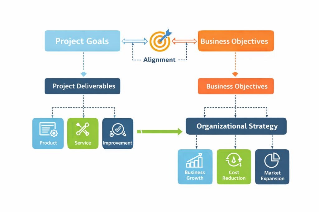 Project goals aligned with business strategy chart
